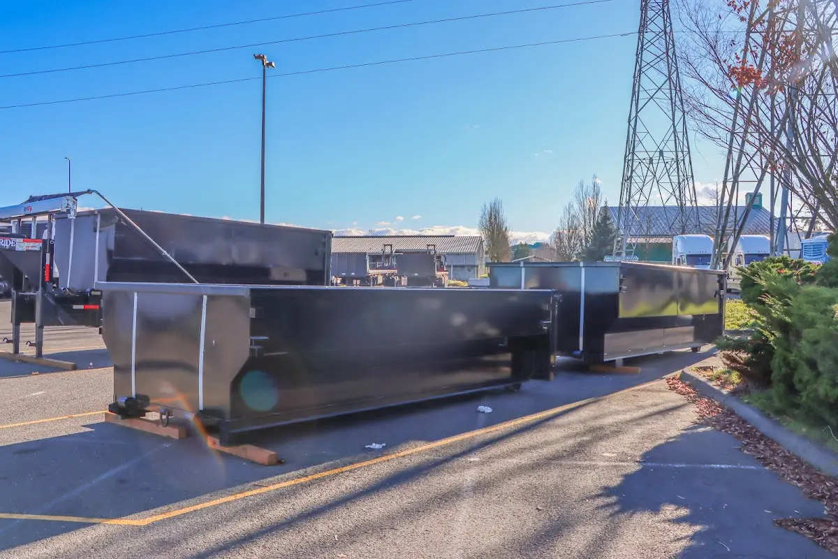 Roll-off dumpster ready for waste disposal at job site for Yard Waste Dumpster Rental in Pennsville